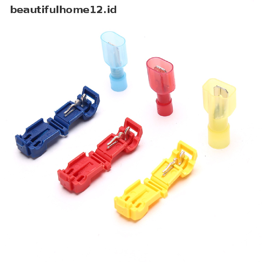 【beautifulhome12.id】 20Pcs T-Tap Splice Wire Connector Insulated Spade Electrical Crimp Terminals Kit .