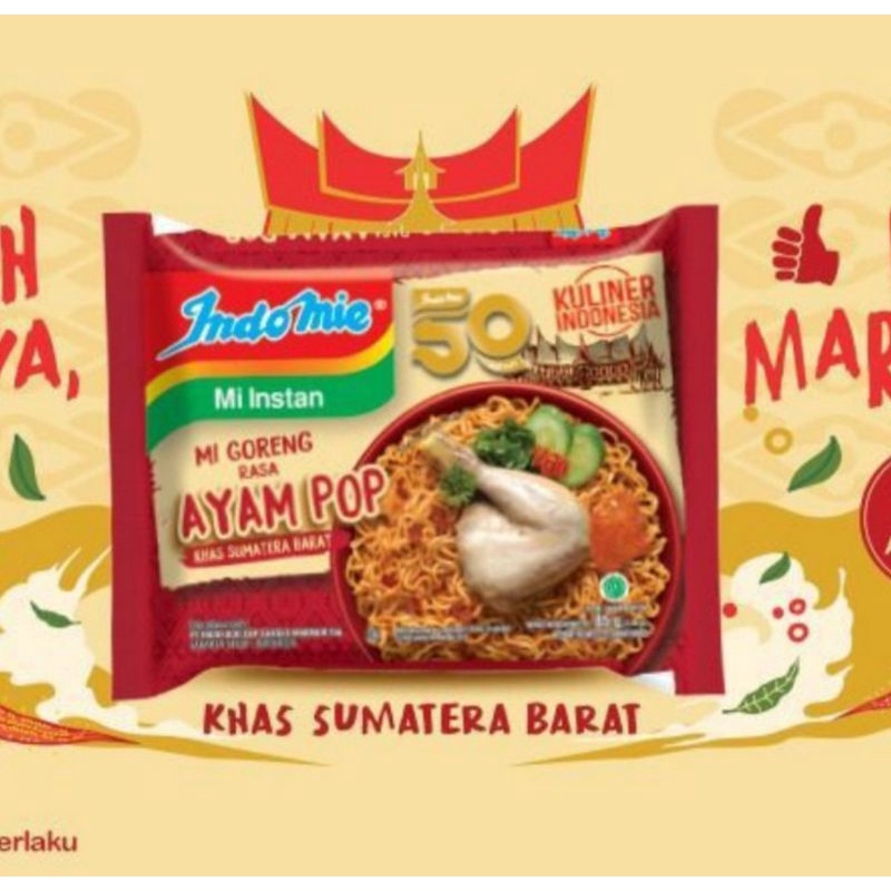 indomie mie goreng rasa ayam pop khas sumatera barat