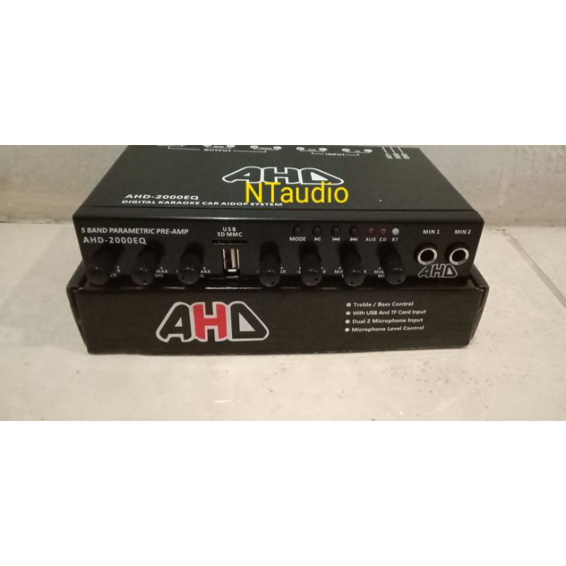 PARAMETRIK EQUALIZER MOBIL AHD-2000EQ WITH SUBWOOFER USB , MMC, BLUETOOTH
