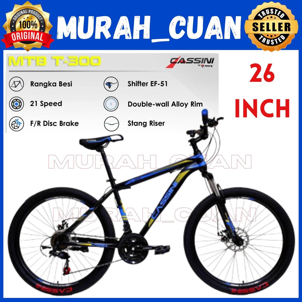 SEPEDA GUNUNG 26 Inch TREX CASSINI MTB T-300 21 SPEED MURAH T300 T 300