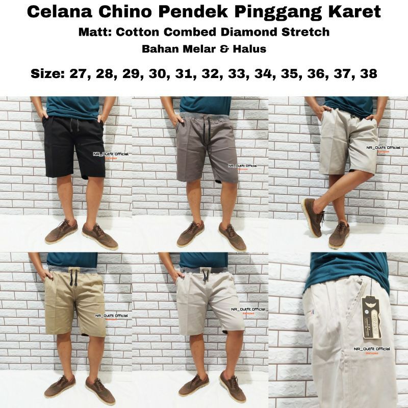 Celana Cinos Pendek Rip Pria Pinggang Karet Chino Top Surfing Cowok NR_Outfit Official COD