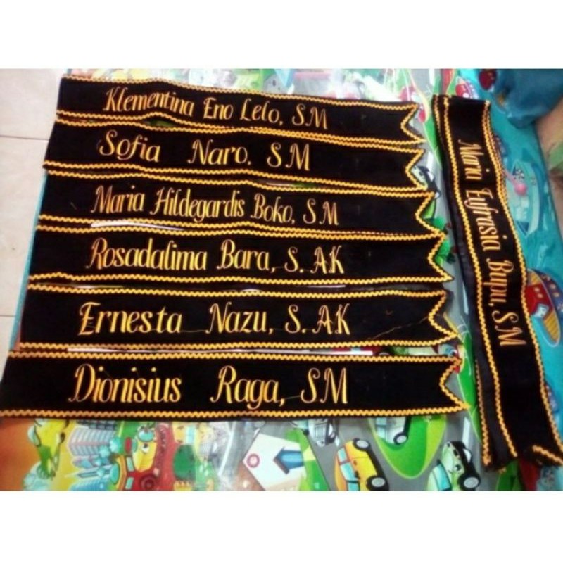 SELEMPANG WISUDA | GRADUATION SASH | BORDIR CUSTOM | renda Gigi walang | kilat 1hari jadi