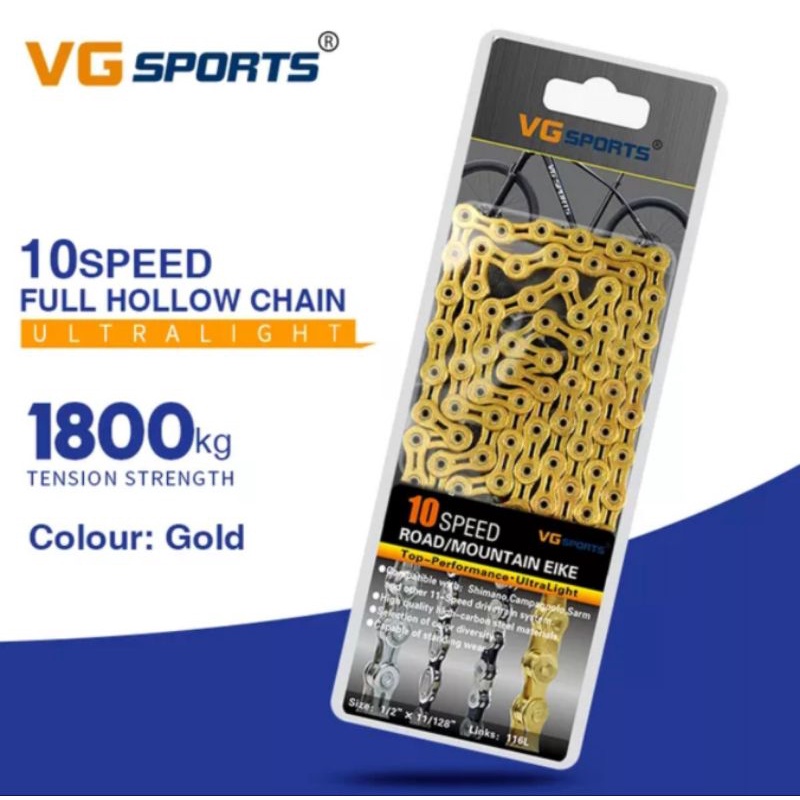 VG Sport Rantai Sepeda 10 Speed Full Hollow Gold