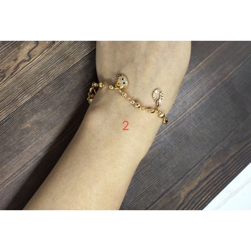 Fifi Fashion Gelang Nori Kombinasi lada gantung Lucu Model Perhiasan Lapis emas 004 28#