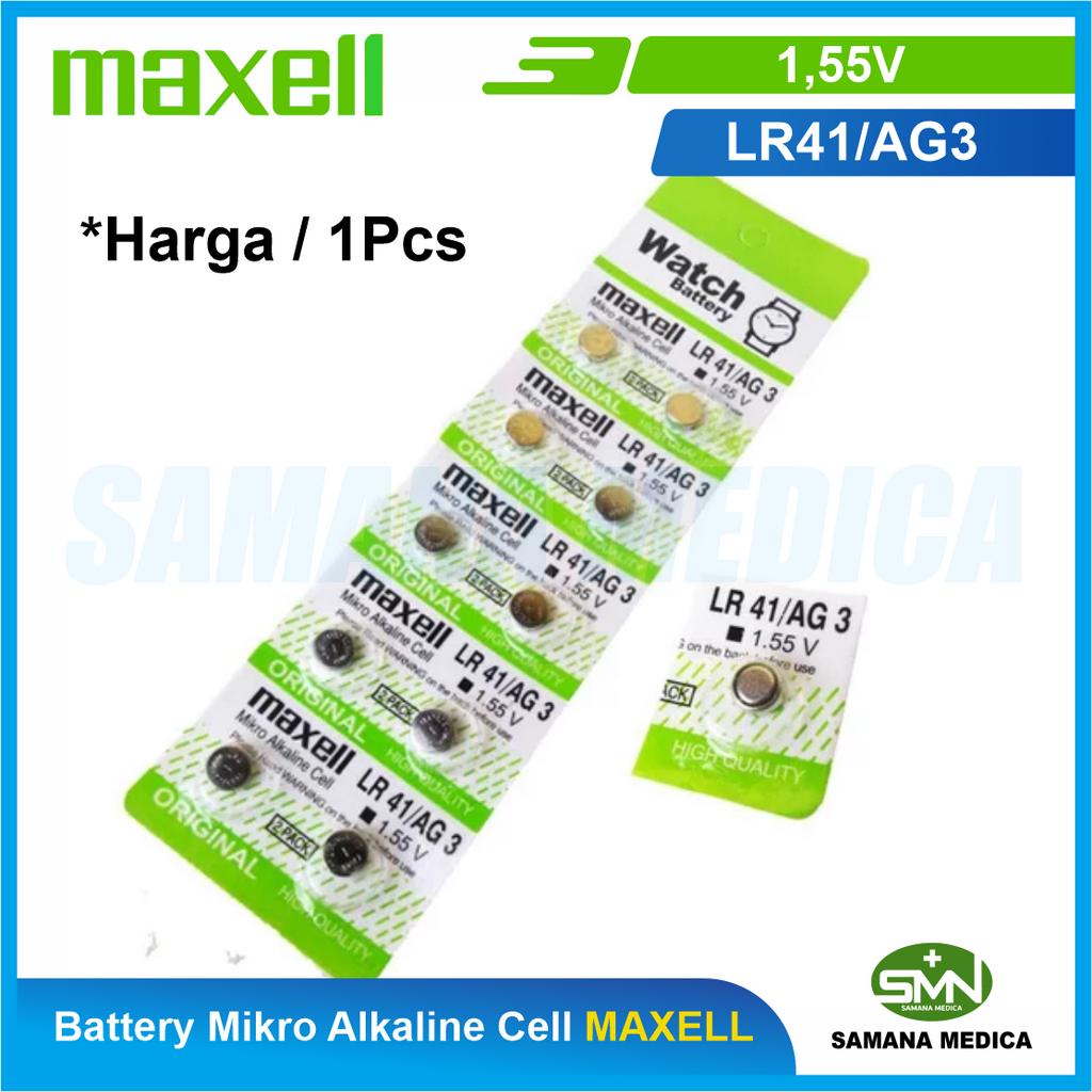 Baterai Maxell LR41 AG3 1.55V Harga per 1 biji - Battery Maxell Mikro Alkaline Cell
