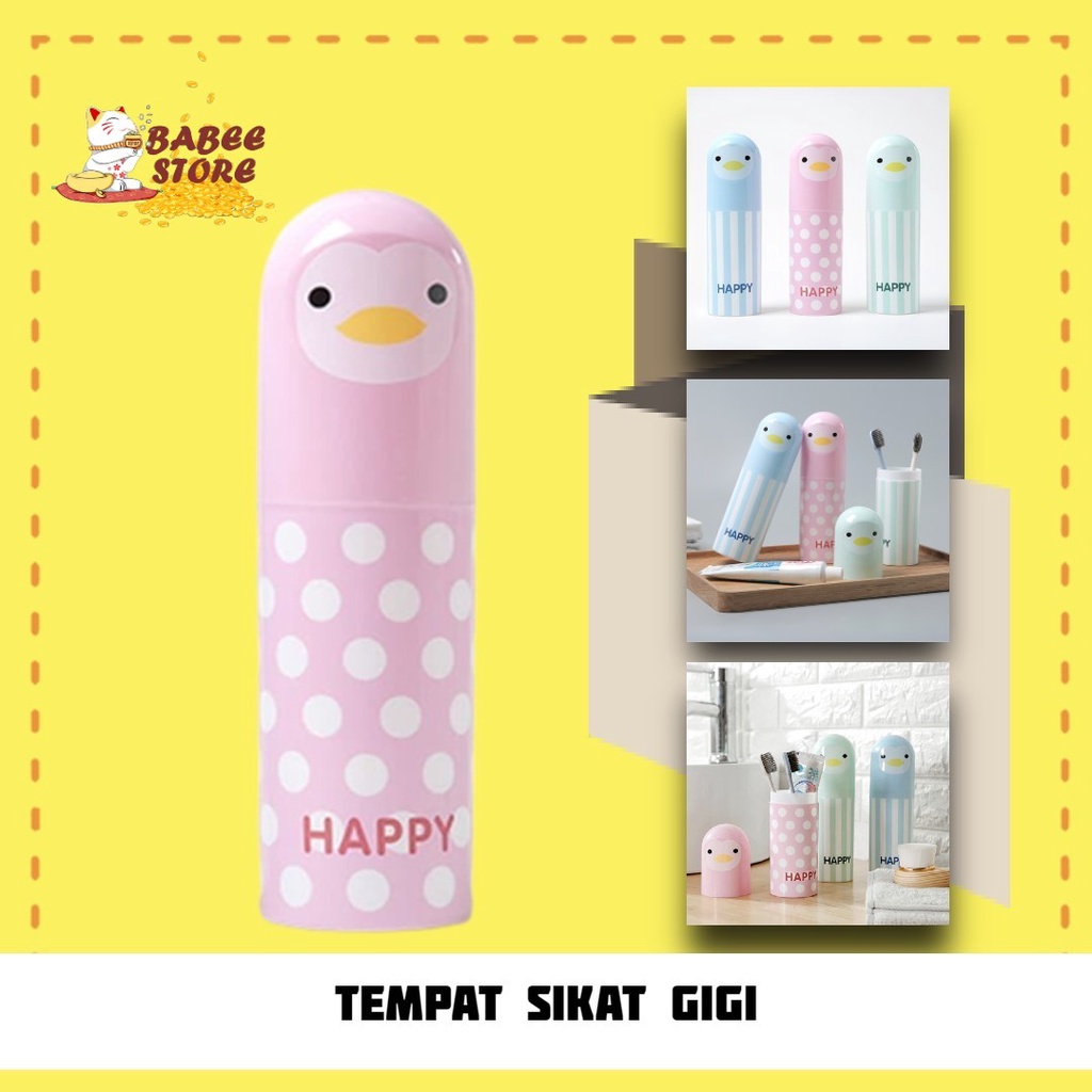 BABEE - TEMPAT SIKAT GIGI TRAVELLING PENGUIN / TEMPAT SIKAT GIGI PORTABLE / WADAH SIKAT GIGI LUCU