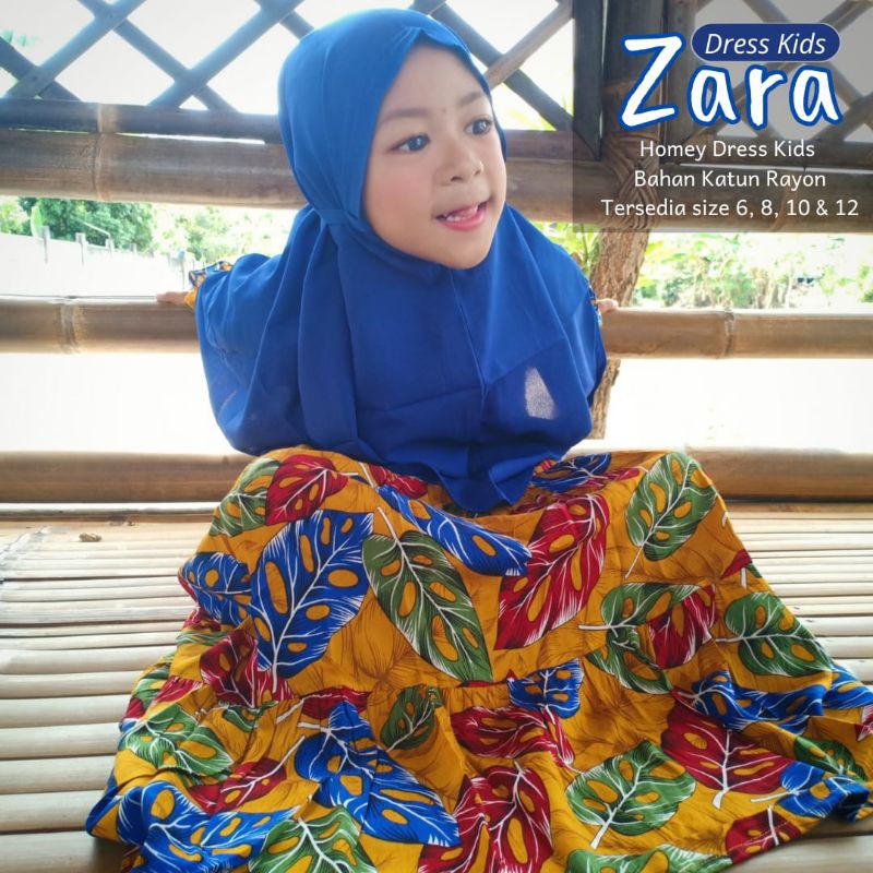 New-Busana Muslimah Anak/Gamis Anak Motif-Homey Dress Zara Kids-Bahan Katun Rayon Premium-Bisa COD