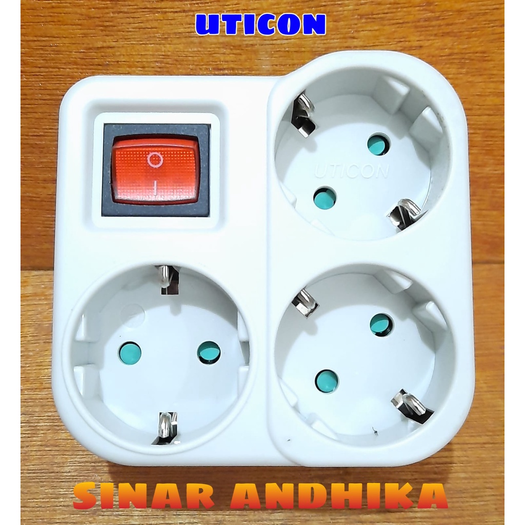 STOP KONTAK UTICON ARDE 3 IN 1+SAKLAR ON OFF+PENGAMAN SOKET S-348SW