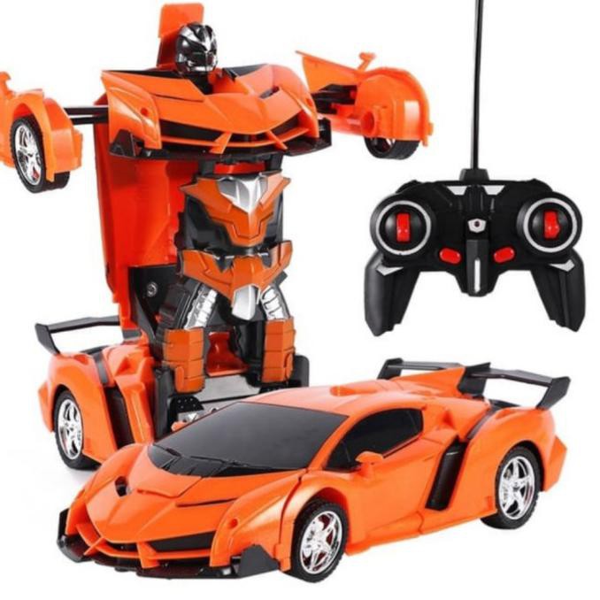 RC TRANSFORMER MOBIL REMOT JADI MOBIL BATRAI CAS, MOBIL JADI ROBOT - Orange