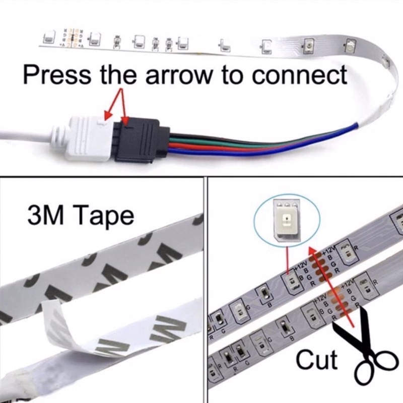 LAMPU LED STRIP Warna Warni RGB 5M IP65 2835 Komplit set Adaptor Remote Lampu Hias Lampu Tumbler