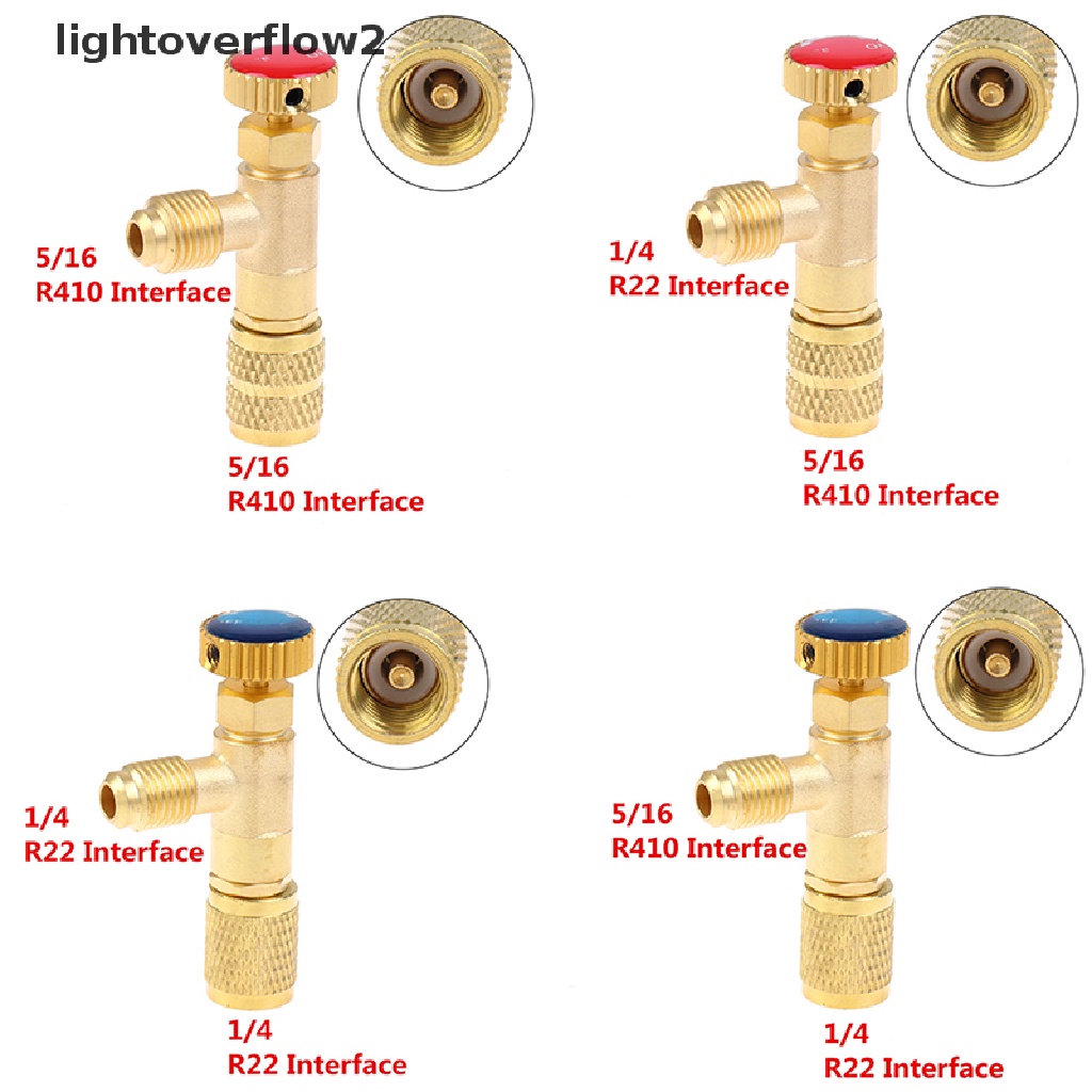 (lightoverflow2) Adapter Katup Pengaman Ac R410A R22 1 / 4 &quot;5 / 16&quot;