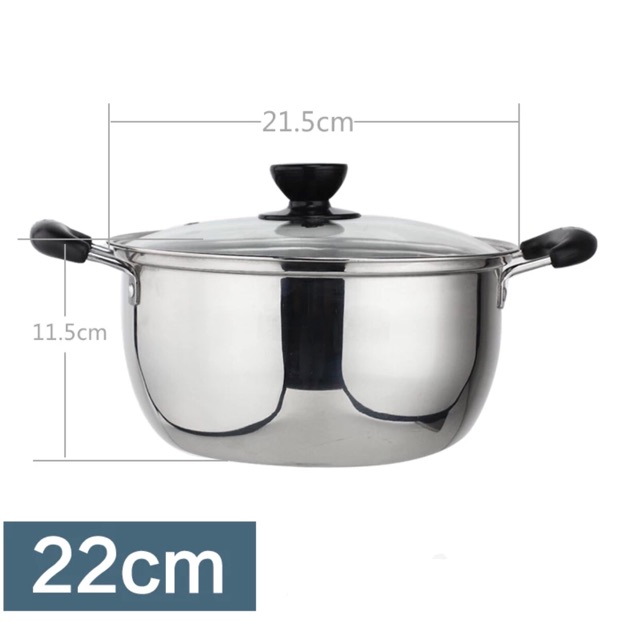 Soup pot panci sup sop 22cm 24cm stainless steel tutup kaca