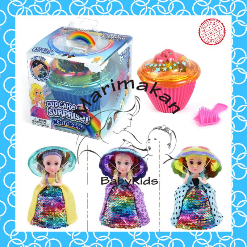 Boneka Mini Cupcake Surprise Rainbow Sequin Original Scented Wangi Princess Doll Mainan Anak Cewek