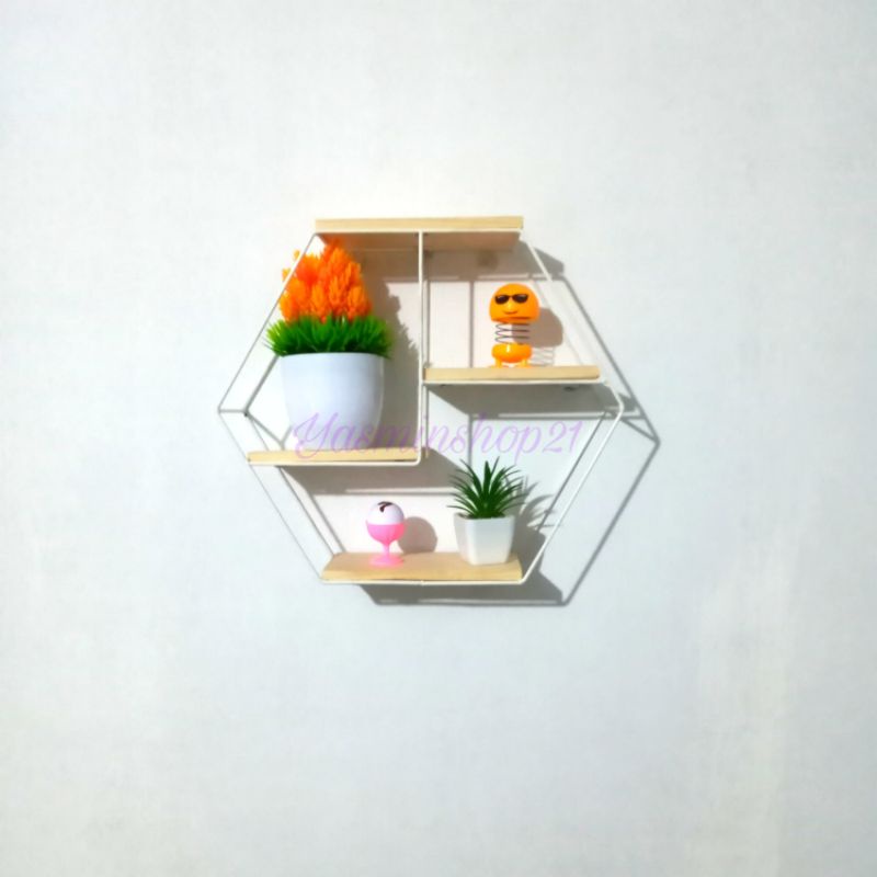 rak hexagonal besi dekorasi dinding hexagonal shelfs serbaguna