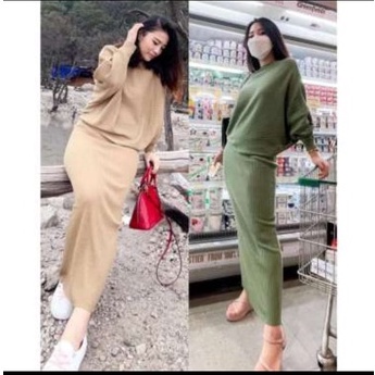 LASPERAL BATWING ONE SET / PAKAIAN WANITA SET RAJUT / SETELAN RAJUT SWEATER / PAKAIAN  2 IN 1 / BAJU SET WANITA VIRAL