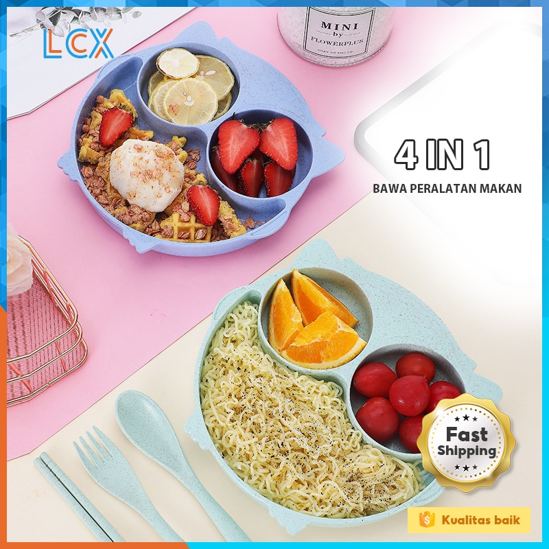 LCX Set Peralatan Makan Anak Sendok Garpu Anak Mangkok Tempat Makan Bayi Piring Makan Anak