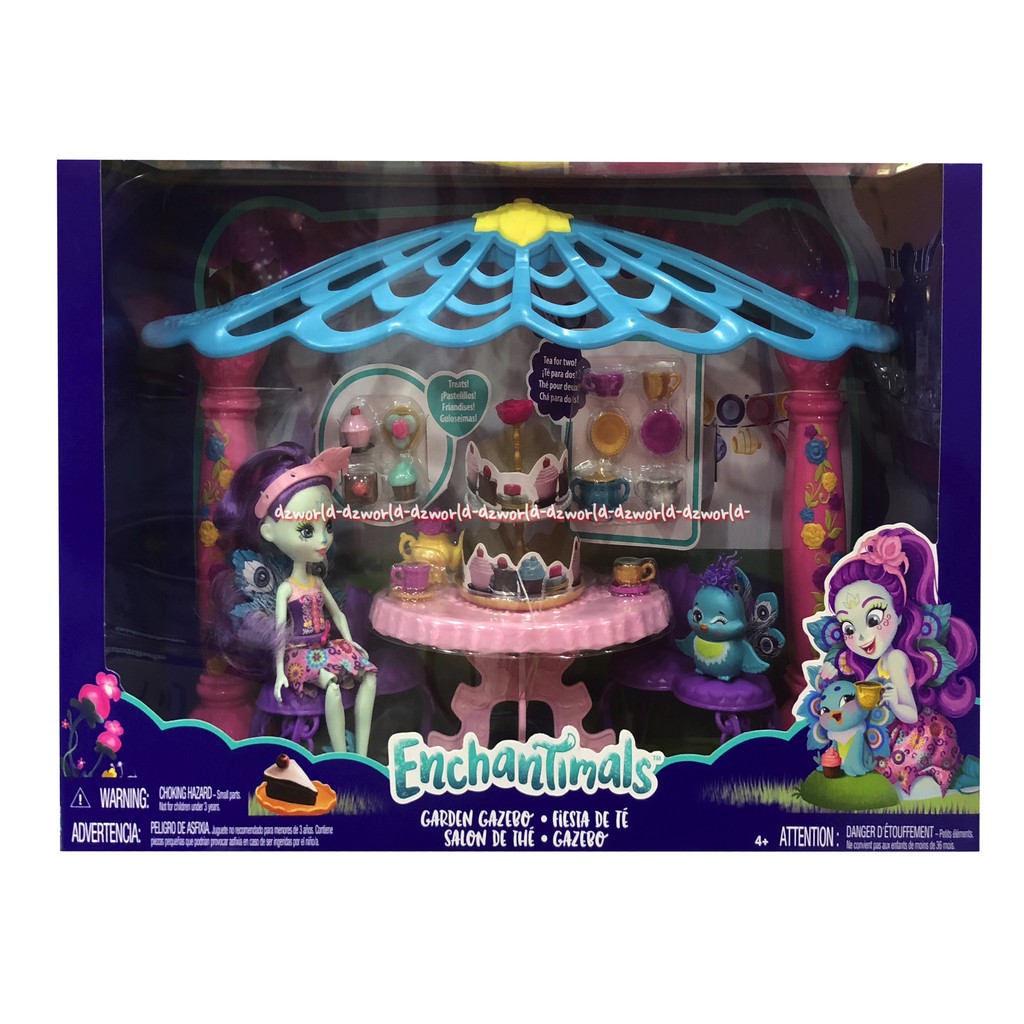 Enchantimals Garden Gazebo Playset Patter Peacock Doll &amp; Flap Figure Boneka Encantimels