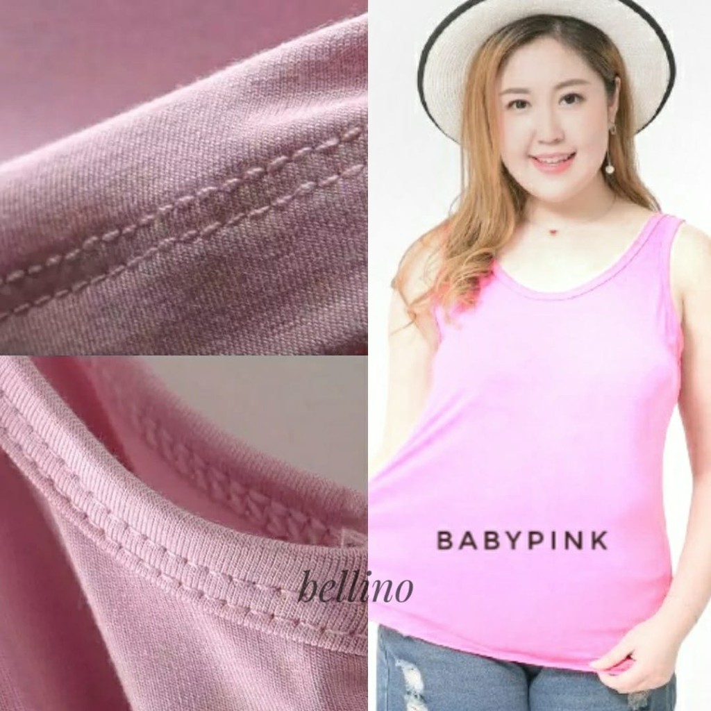 Bellino - Singlet Viorano Tali Lebar Wanita Jumbo XXL Tanktop Big Size Tangtop Adem Warna Polos-5