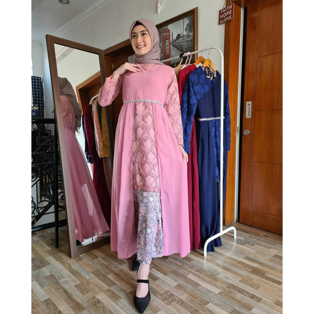 PB&gt; SET KEBAYA ALENA CERUTI - KEBAYA BRUKAT MODERN - KEBAYA BRUKAT KOMBINASI CERUTI IMPORT