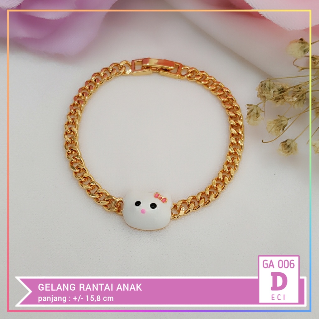 Gelang xuping gelang anak rantai simple hello kitty perhiasan lapis emas gold GA 006