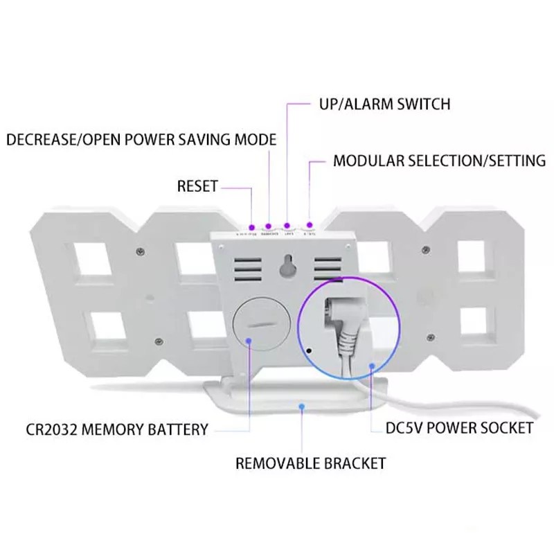 NA - Jam Dinding Digital LED Temperatur Jam Meja Digital Wall Clock DWC1