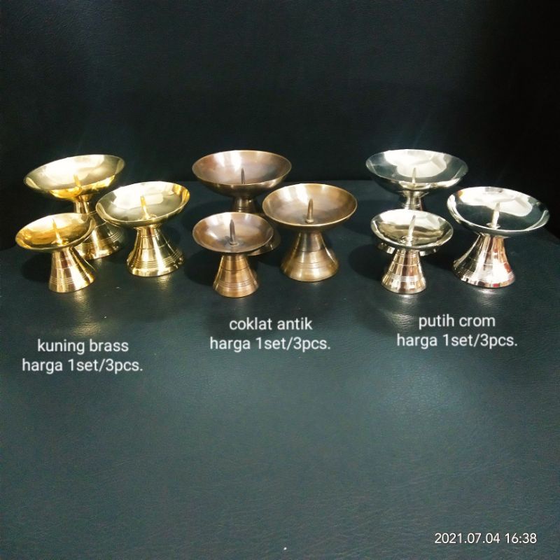 Promo 1set tempat lilin parabola kuningan antik