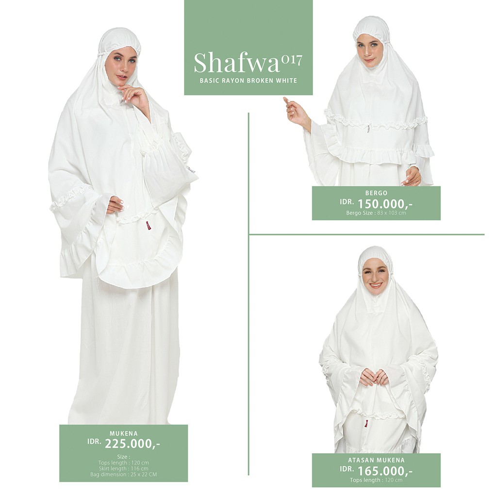 Mukena Haji Umroh Tatuis Shafwa 017 Rayon Adem Putih Tulang Broken White Polos Renda Polos Travel