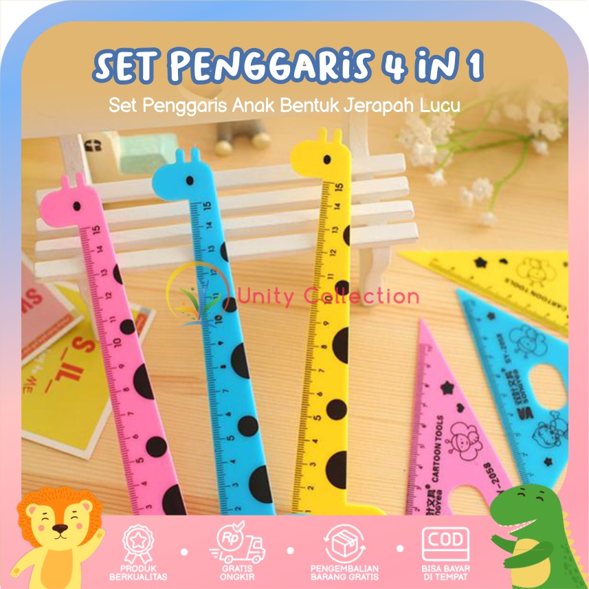 

Penggaris Sekolah motif Jerapah set 4 in 1 - Penggaris Motif Animals