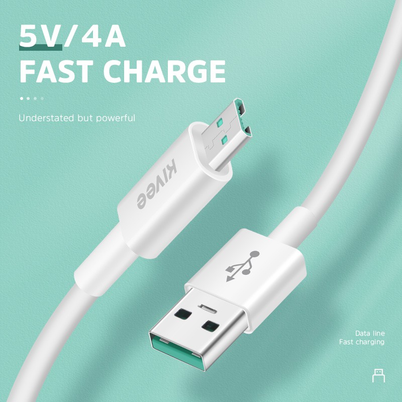 Kivee kabel data original + 4A fast charging  MICRO Android Samsung Oppo abu-abu 1m