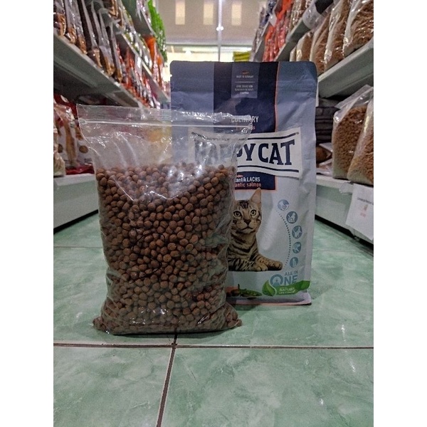 Happy cat supreme adult atlantic salmon repack 500gram - makanan kucing dewasa