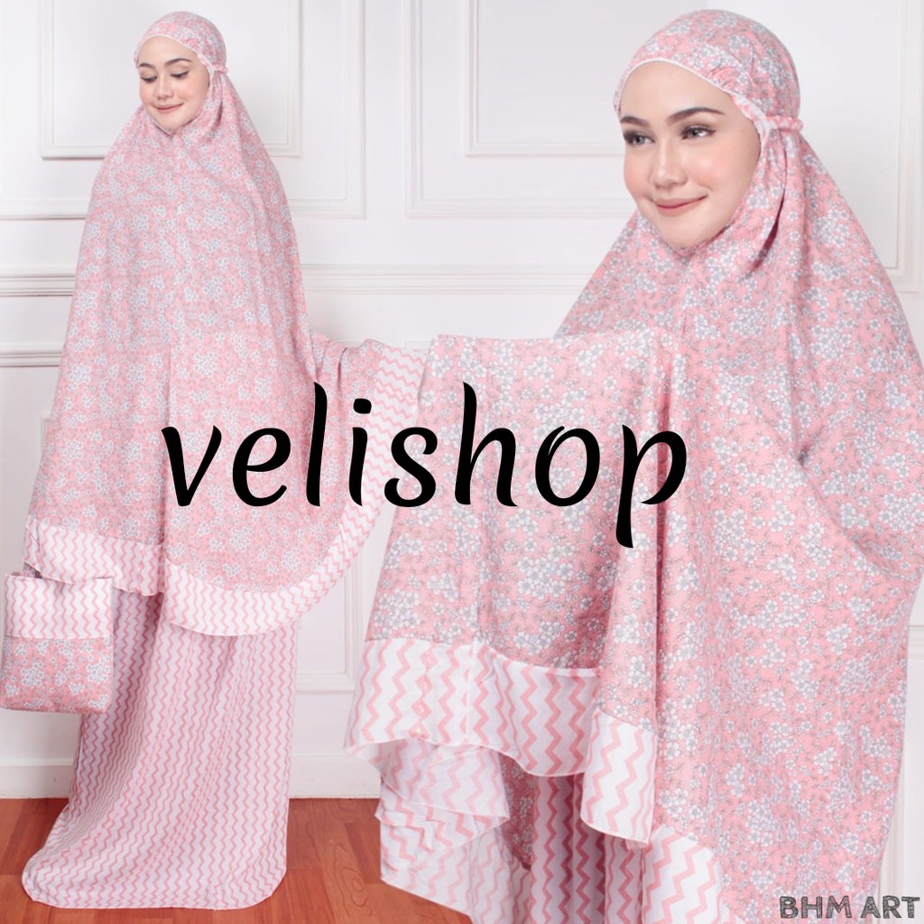mukena rayon bali motif bunga alesha mukena dewasa adem termurah