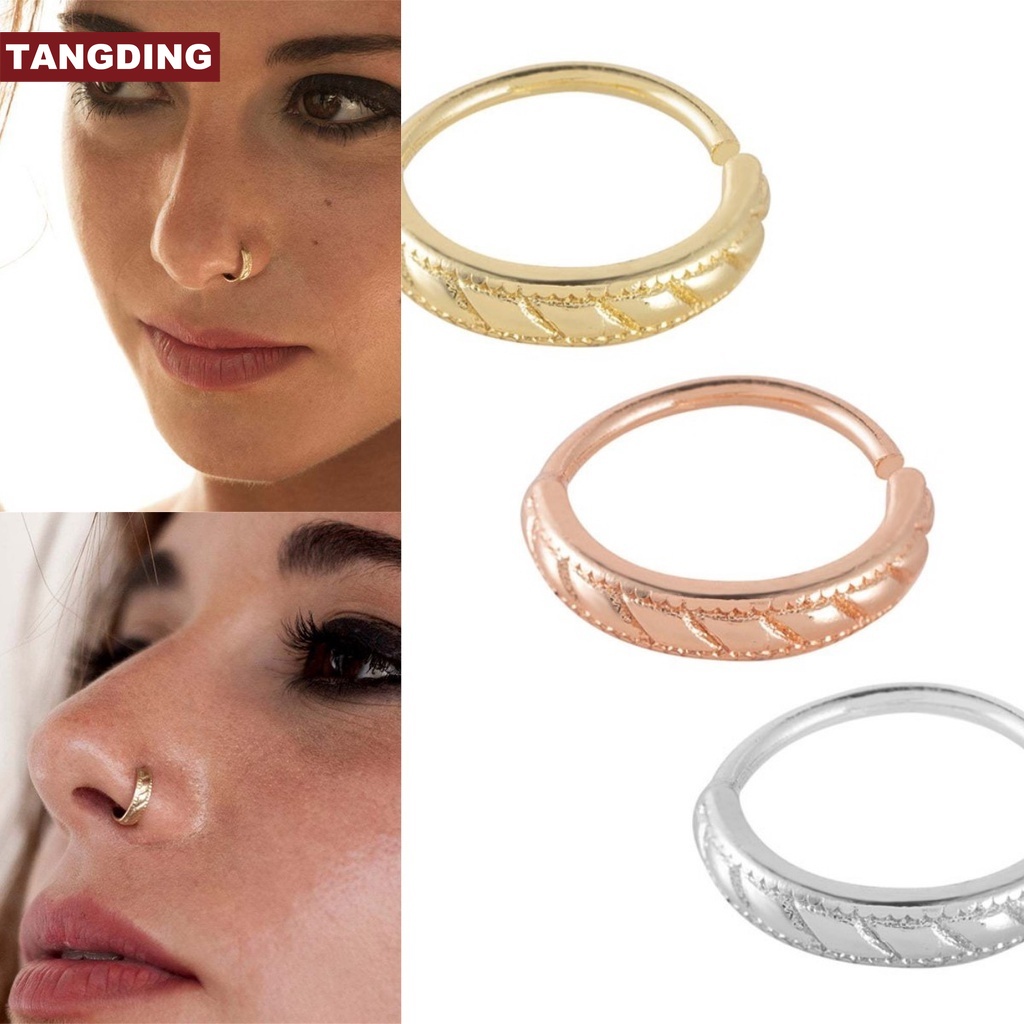 【COD Tangding】New Luxury Body Geometric Jewelry Ladies Engagement Wedding Gift Nose Ring Nose Nail Fashion Accessories