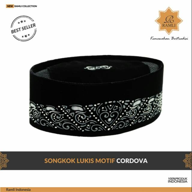 Peci Songkok Kopyah Hitam motif CORDOVA