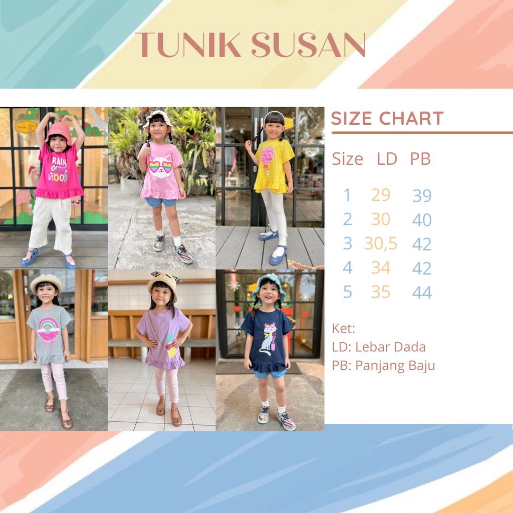 Tunik Anak Susan Original Smilee Kaos Super Premium Best Seller Terlaris Termurah