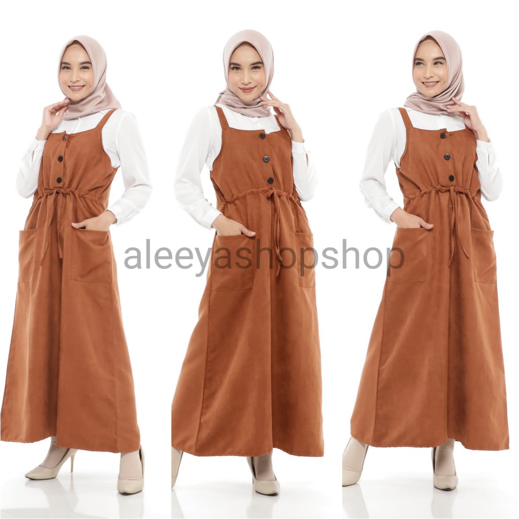 Kora Overall Bahan Suede WARNA MAROON