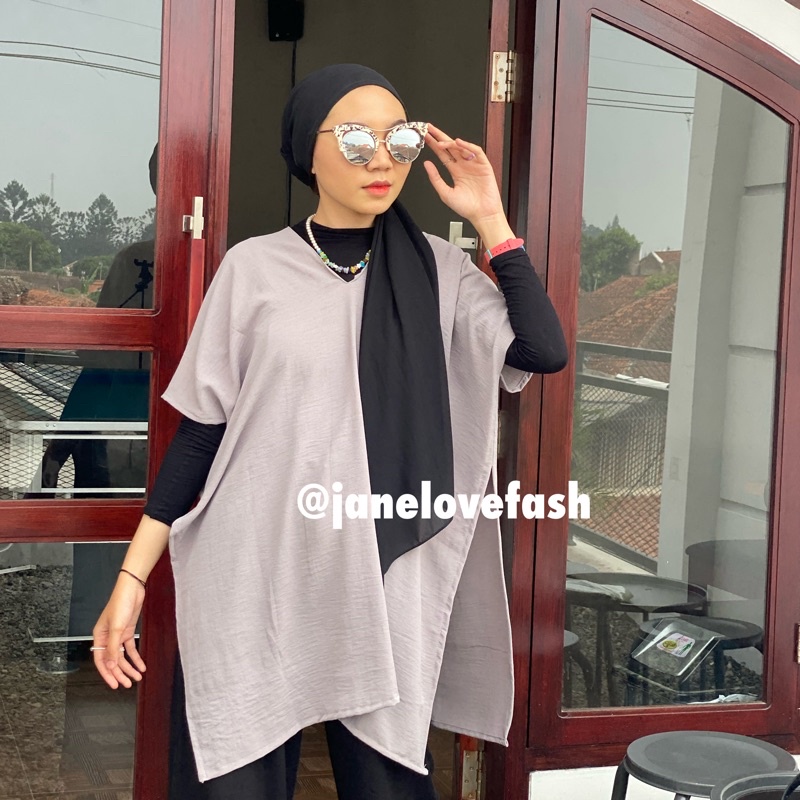 LONG SQUARE | ATASAN WANITA | Nagita Long Square Terbaru Airflow Crinkle Blouse Atasan Big Size Wanita Oversized Top Cewek Kasual Bisa COD