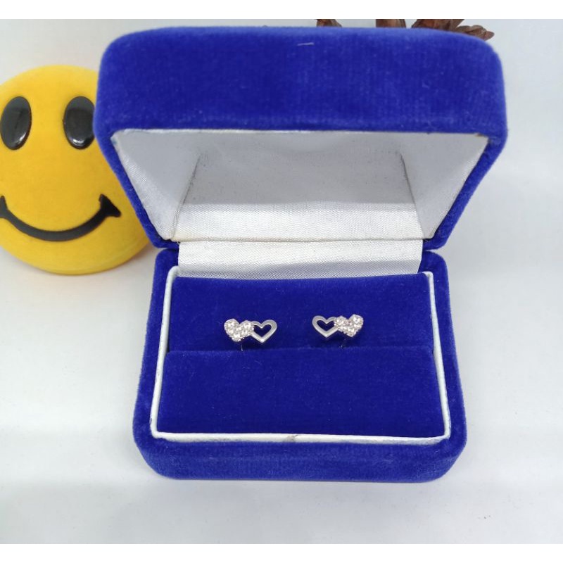 giwang love mata-mata, emas putih kadar 375