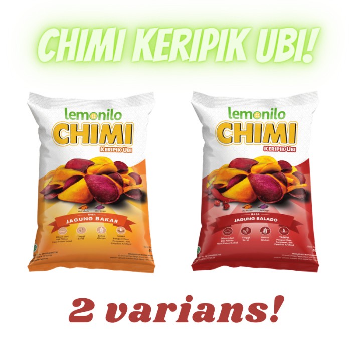 

NEW LEMONILO CHIMI UBI KERIPIK 40GR | SNACK CEMILAN DIET SEHAT - Jagung Balado