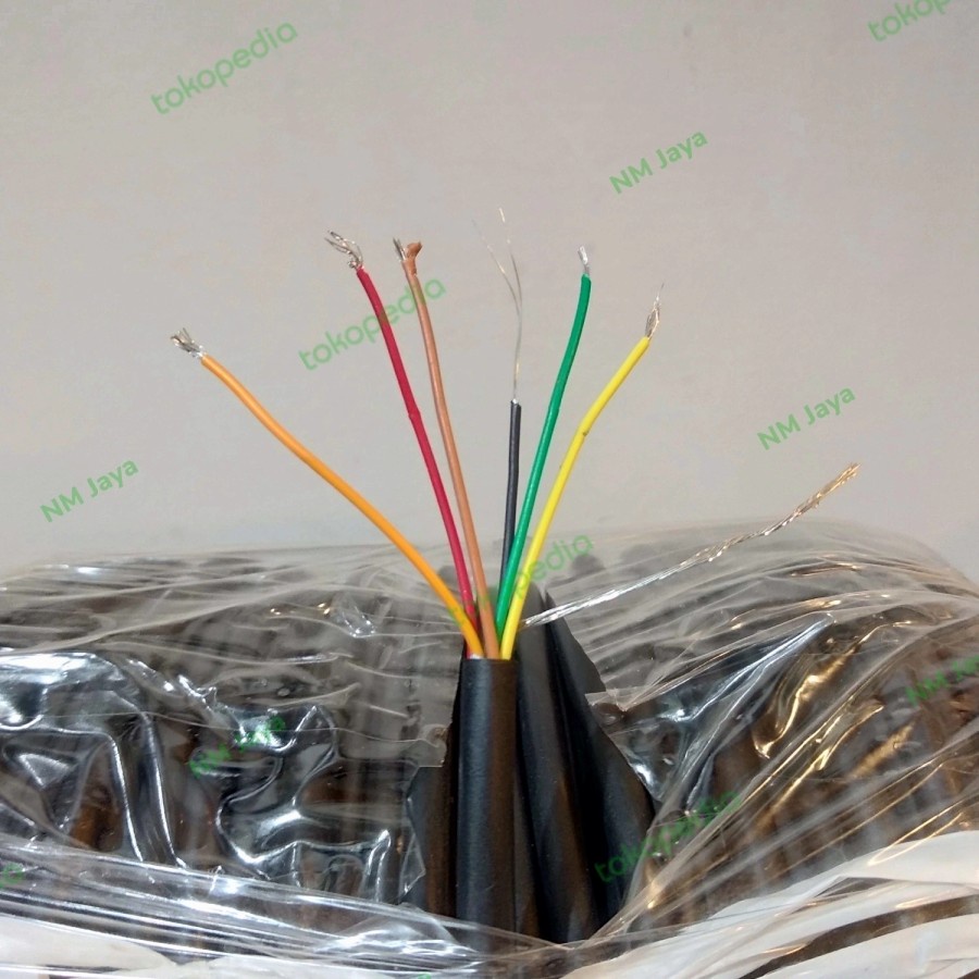 Kabel 6 Jalur Kabel Kontrol isi 6 Plus Ground Multi Fungsi Kabel Serabut 24 AWG Warna Hitam