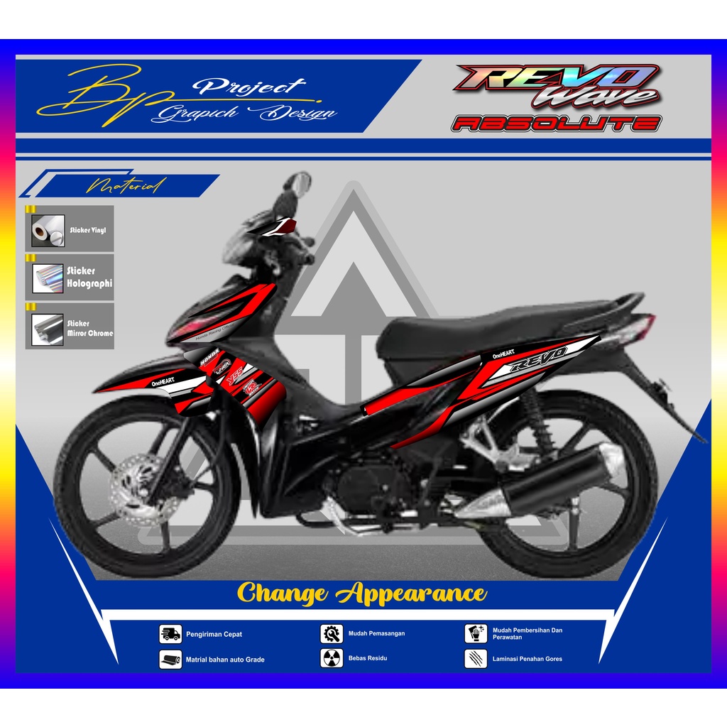 STRIPING REVO - STICKER STRIPING REVO ABSOLUTE WAVE 110 - STIKER MOTOR HONDA REVO ABOSOLUTE WAVE 110
