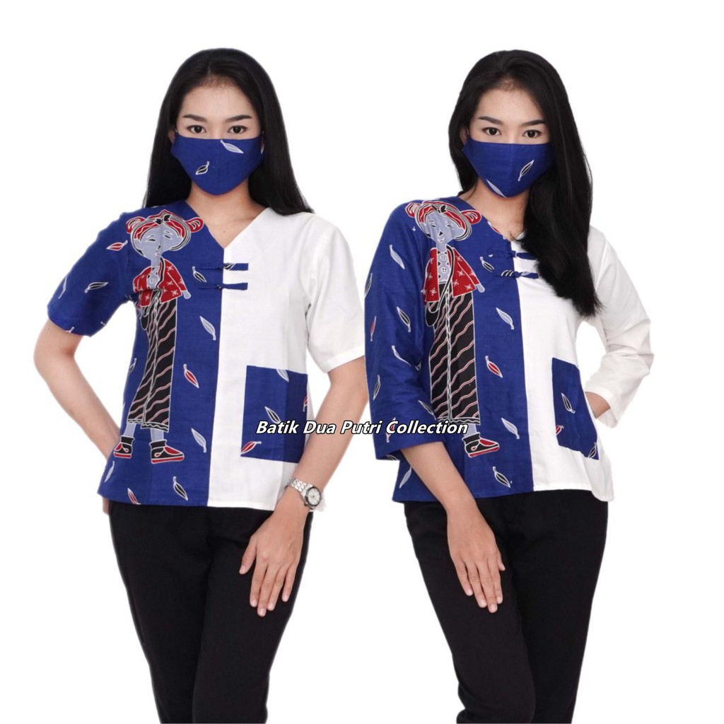 Blouse Batik Wanita Atasan Batik Bahan Katun Prima Ada Saku