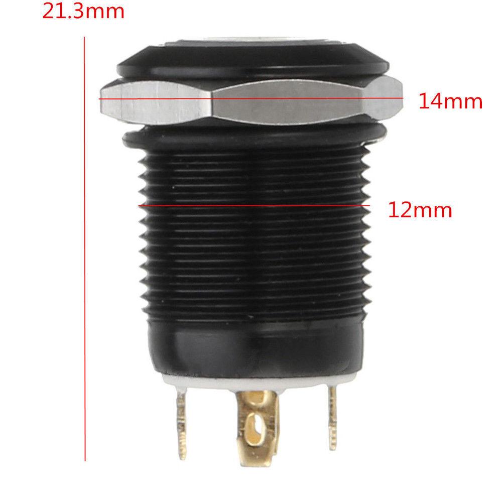 Suyo 12mm Push Button Gadget 12V 4Pin Saklar Momentary Hitam