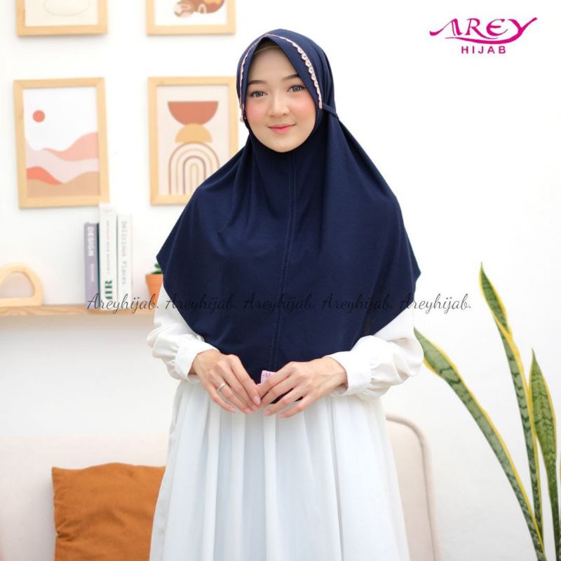 [CUCI GUDANG] AREY BERGO RENDA ••Hijab instan Jersey• Airis Super