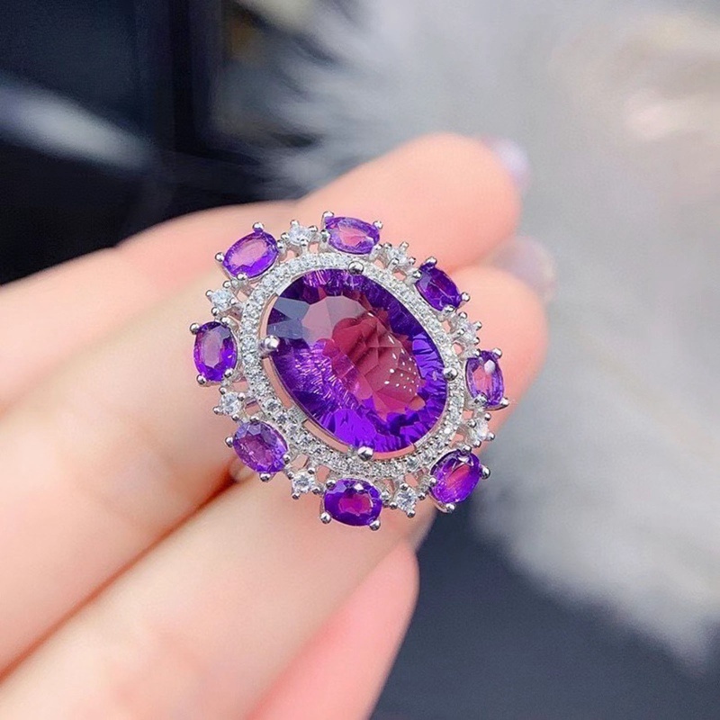 Fancyqube Cincin Cubic Zircon Bentuk Oval Gaya Eropa Dan Amerika Untuk Wanita