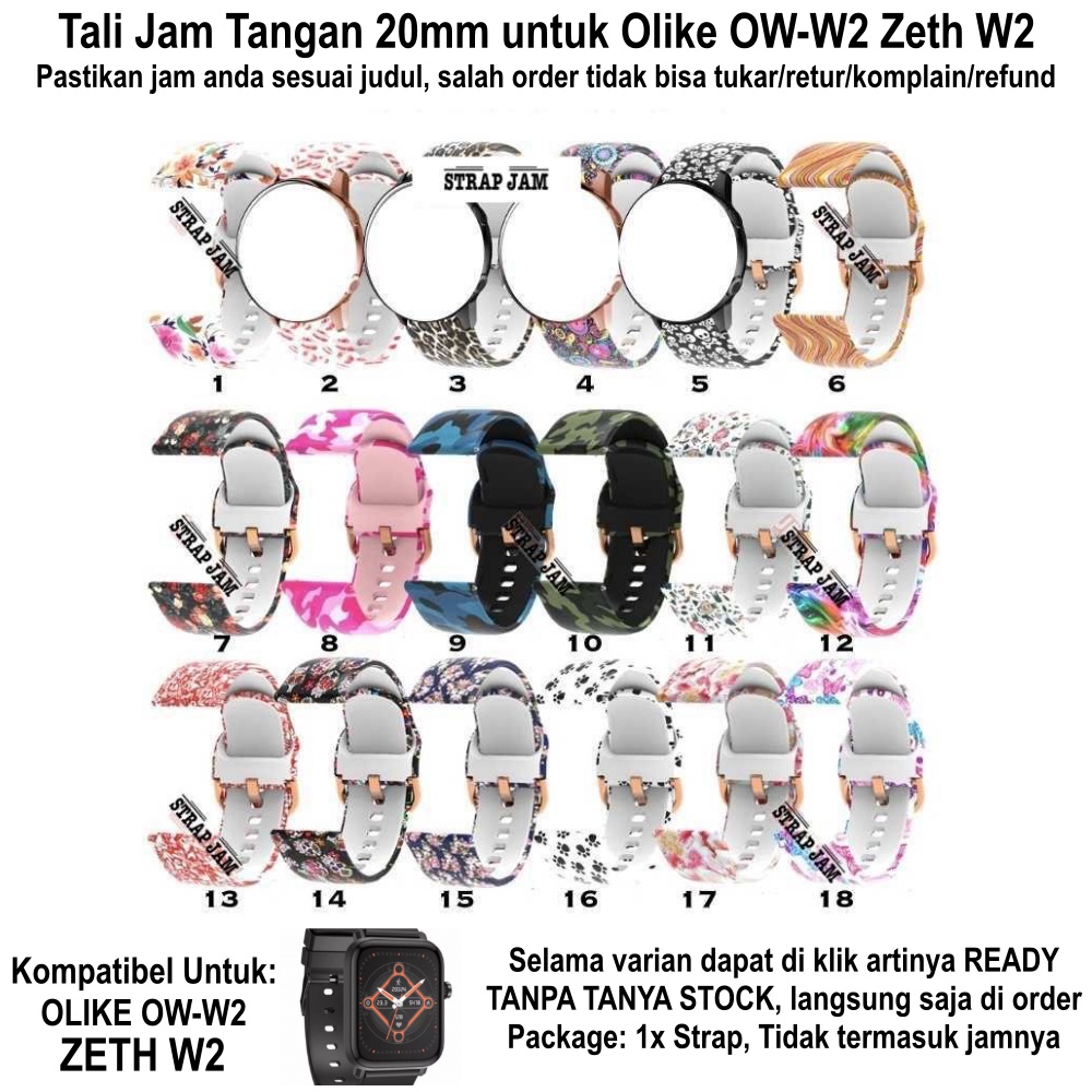 MOTIF Tali Jam Smartwatch Olike OW-W2 Zeth W2 - Strap 20mm Silikon Cantik Keren Wanita