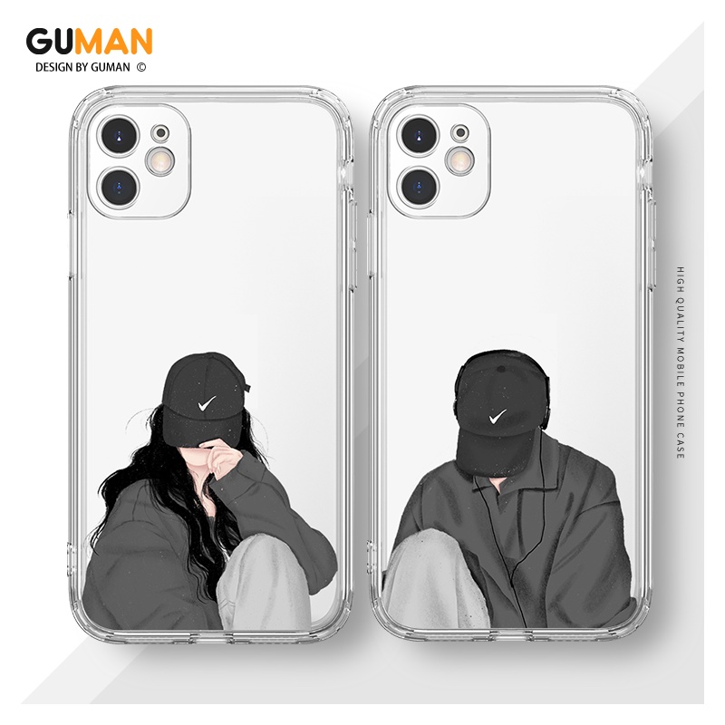 guman premium transparent soft case couple cute aesthetic shockproof phone case hp cover casing comp