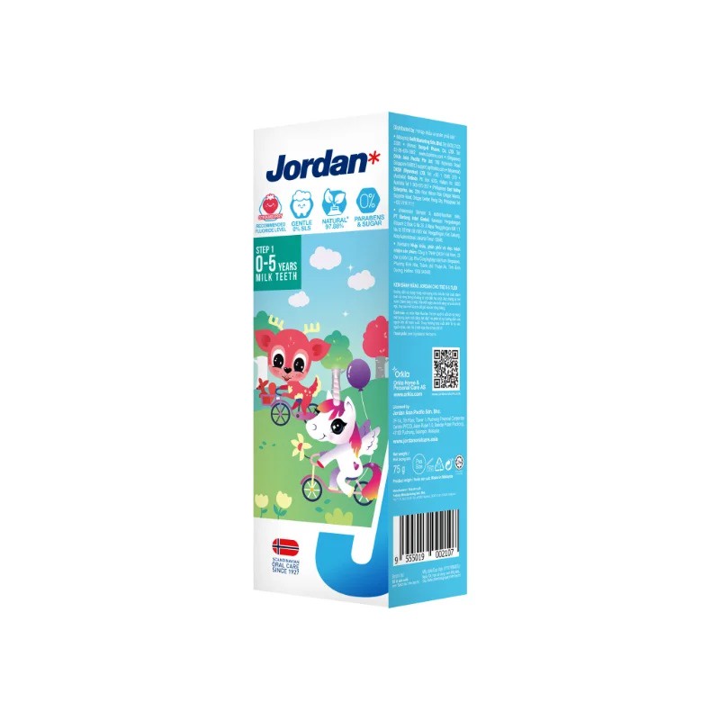 Jordan Toothpaste Step 1 Milk Teeth (0-5 ) Tahun / Pasta Gigi