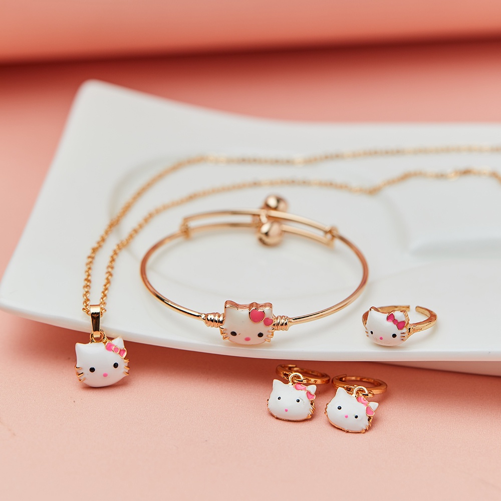 BISA COD Y208 Set Perhiasan Anak Hello Kitty Set Kalung Anak Hello Kitty Perhiasan Anak 1 Set Lapis Emas