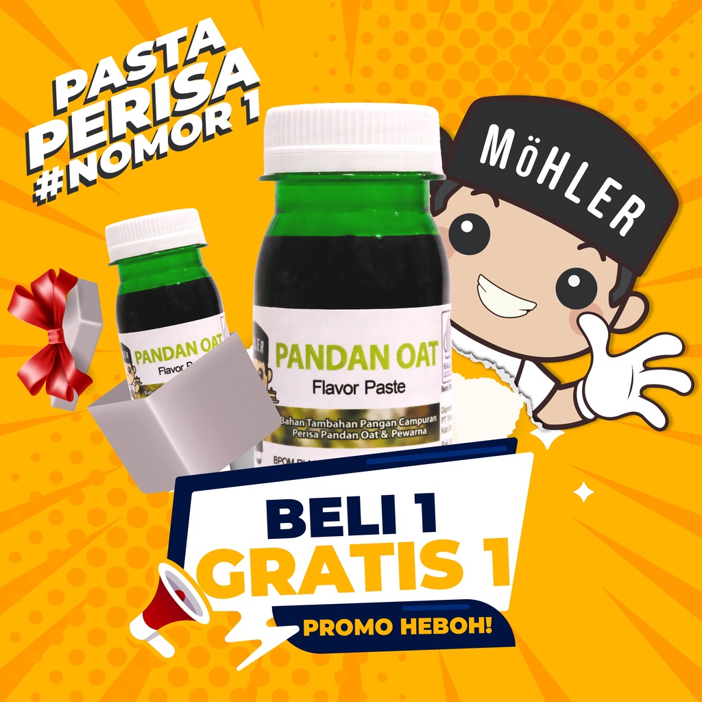 MOHLER Pasta perisa pewarna Pandan Oat (KLIK KOMBO HEMAT UNTUK BELI 1 GRATIS 1)