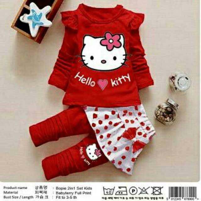 Baju setelan anak kecil perempuan hellokitty
